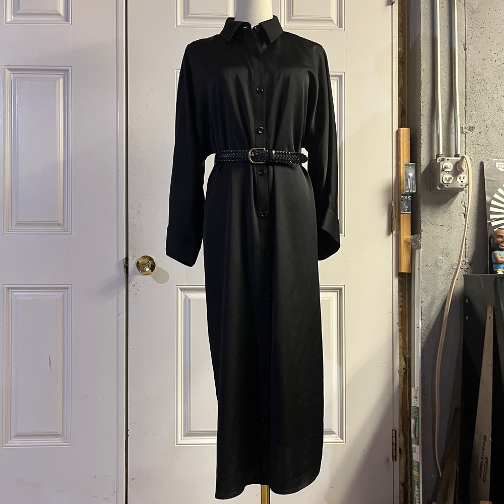 Anne Klein Black Button-Up Shirt Dress